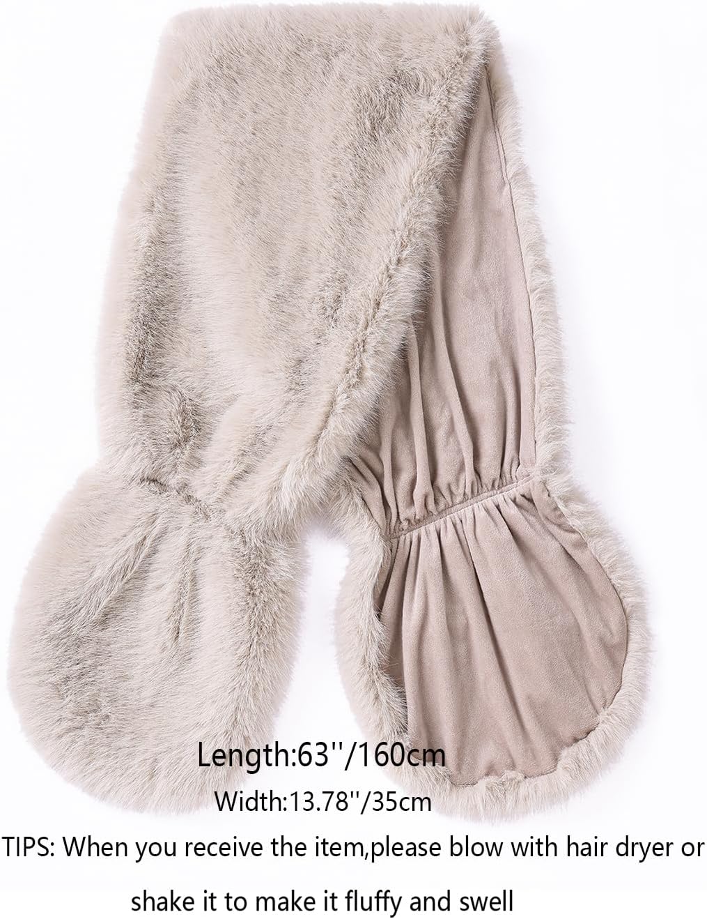 SAFERIN Women's Winter Faux Fake Fur Straight Wedding Halloween Party Custume Accessory Scarf Wrap Collar Shawl Shrug - Image 6