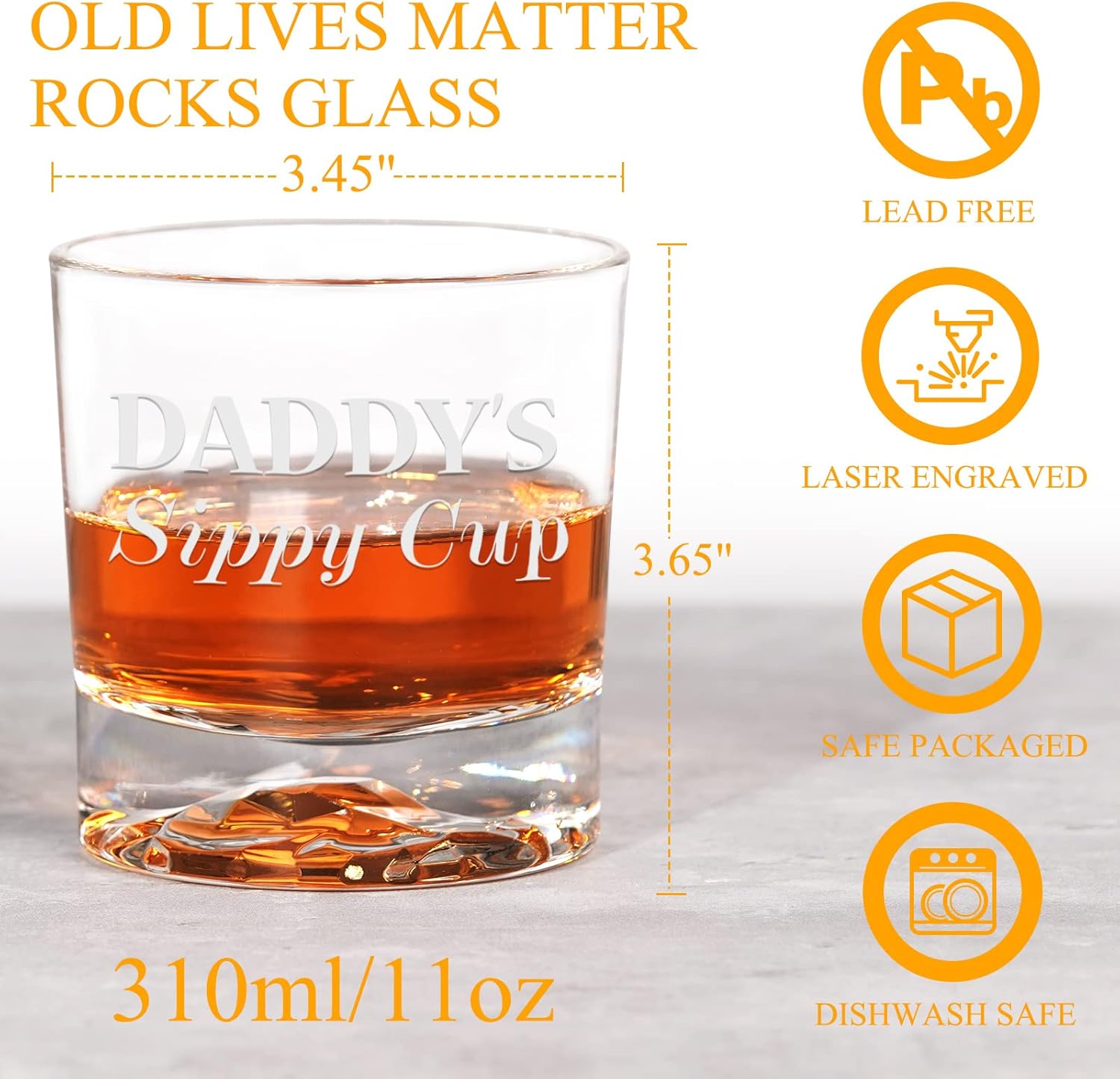 PONPUR Daddy's Sippy Cup Whiskey Glass & Best Dad Whiskey Decanter Set with 2 Glasses, Fathers Day Birthday Gift for Dad from Daughter Son