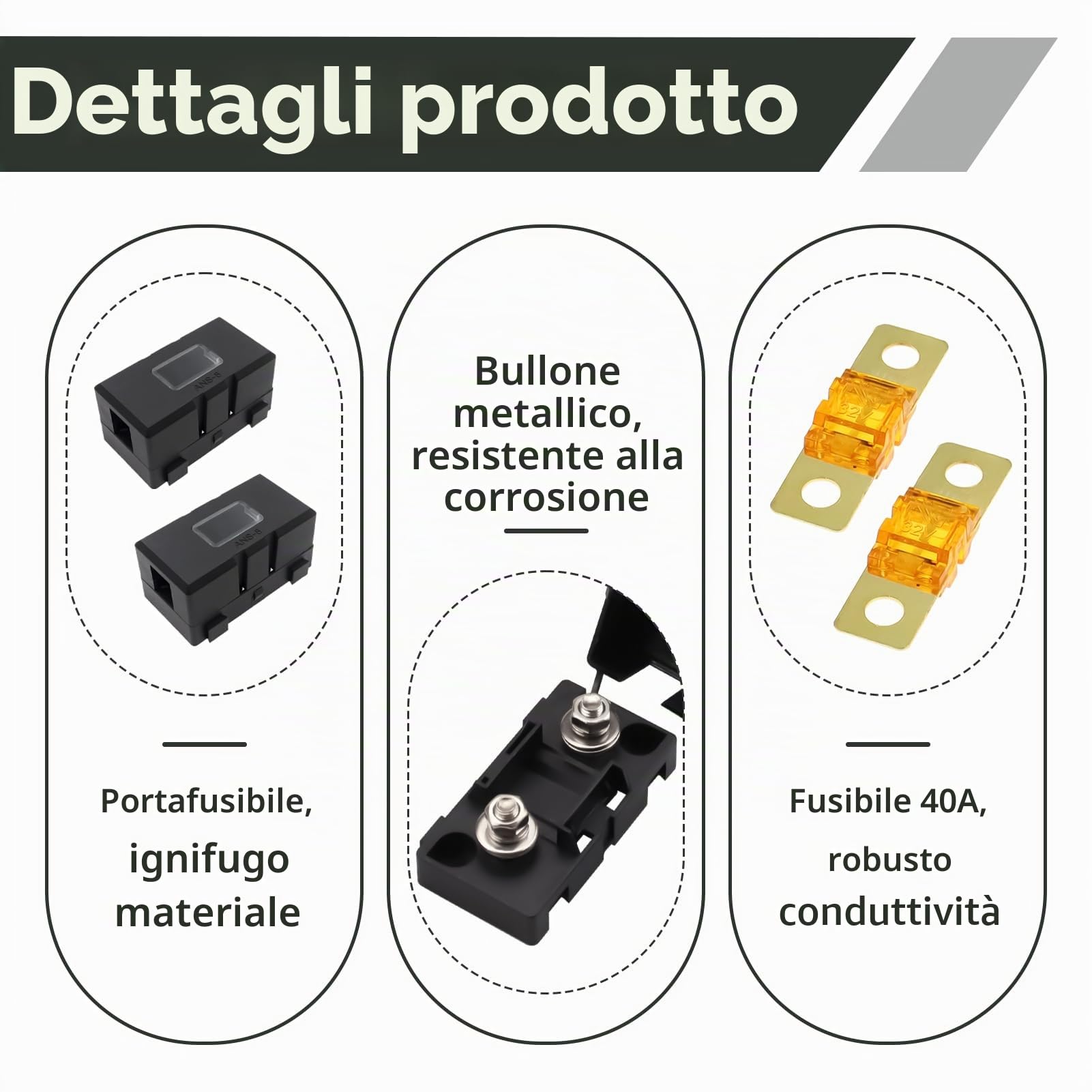 1 Pezzi Portafusibili ANS per Auto con 2 Pezzi Fusibili Midi Bolt On da 80A, Adatto per Auto, Camion, Veicoli da Costruzione, Macchine Agricole, Bus e Roulotte - Protezione Circuiti (80A 1 Pezzi Portafusibili ANS per Auto con 2 Pezzi Fusibili Midi Bolt On da 80A, Adatto per Auto, Camion, Veicoli da Costruzione, Macchine Agricole, Bus e Roulotte - Protezione Circuiti (80A