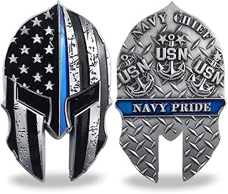 USN Navy Military Challenge Coin Thin Blue Line Lives Veteran Gift