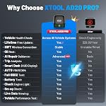 XTOOL Advancer AD20 PRO AI-Assisted OBD2 Scanner for Cars, Free Update, Wireless Diagnostic Tool with All System Scan, Check Engine Code Reader for iOS & Android, Oil Reset, Battery & Performance Test