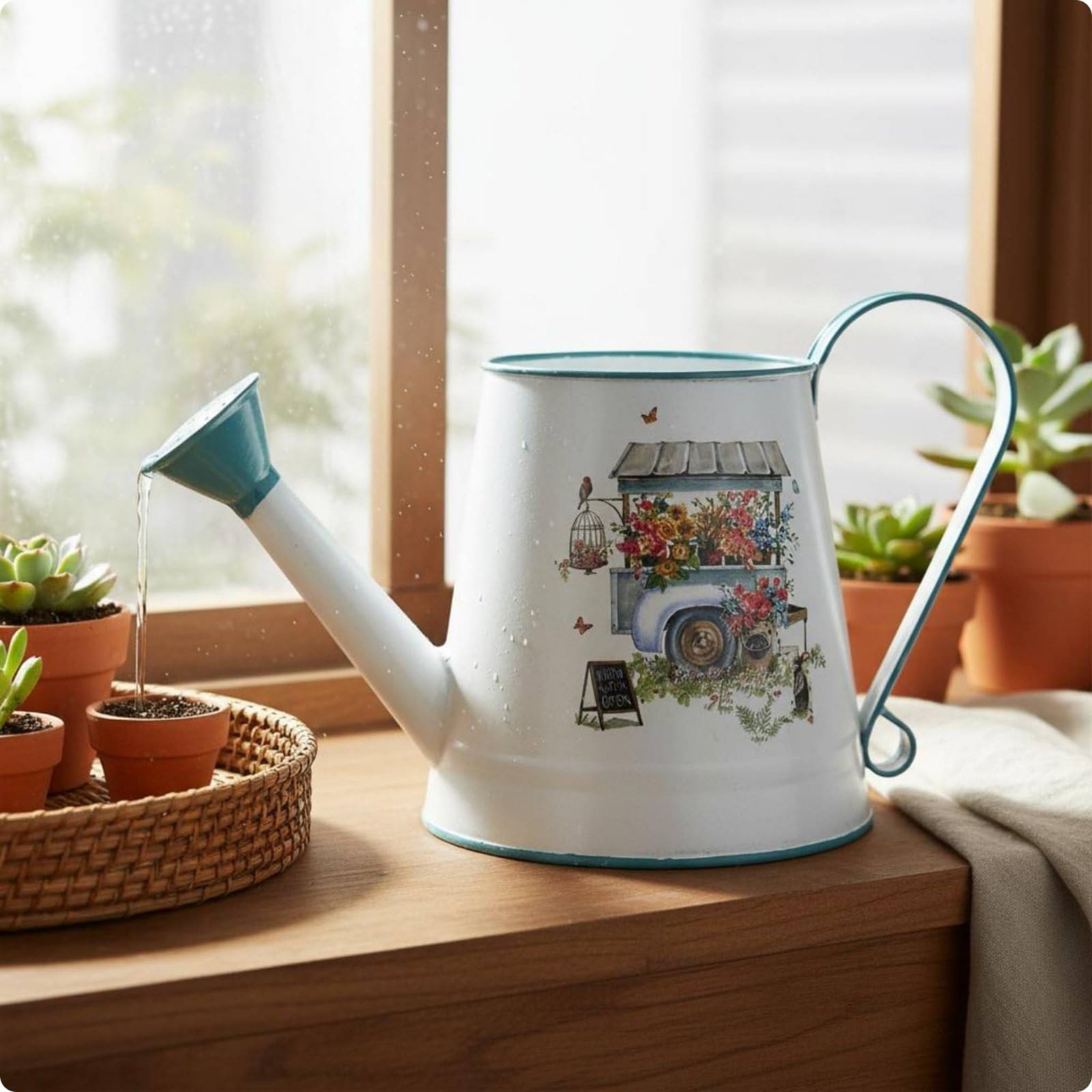 Gießkanne Gießgefäß Metall Bewässerungswerkzeug Langspitze Pflanzenbehälter für Garten Wohnzimmer Balkon Pflanzentöpfe Pflanzenpflege 15L für, Weiß, Home & Garden 1.5L
