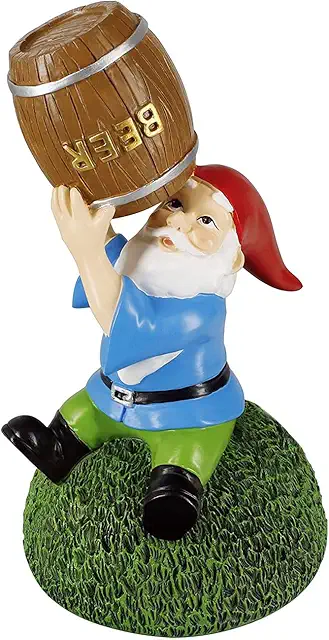 Beer Eating Garden Gnome Statue - 15cm Resin Lawn Dwarf Figurine