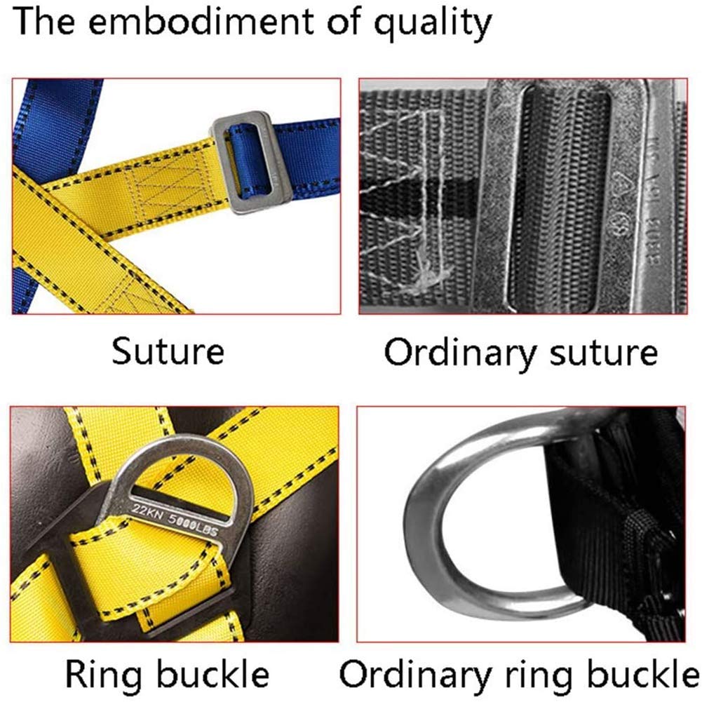 Harnais de sécurité antichute, kit de sécurité pour Harnais de Toit, kit de Harnais Industriel Complet à Cinq Points, Ceinture réglable avec Longe à Crochet Absorbant Les Chocs Needed
