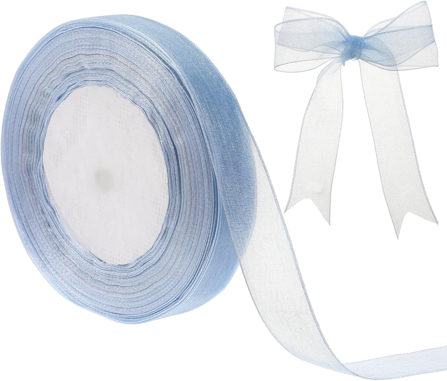 Dusty Blue Sheer Organza Ribbon 50 Yards 0.7 Inch Chiffon Ribbons for Gift Wrapping Flower Bouquet Crafts Ribbons Wedding Wreaths Invitations Christmas Halloween Decoration
