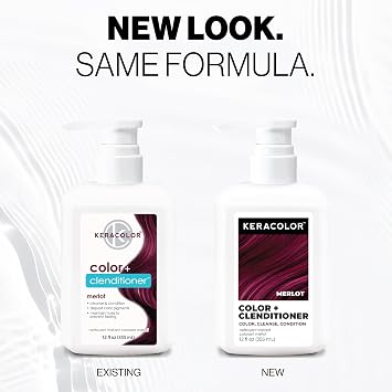 Keracolor Color + Clenditioner 3-in-1 Color-Depositing Conditioner, Gently Cleanses & Conditions, Semi-Permanent Merlot Hair Color, 12 Fl Oz
