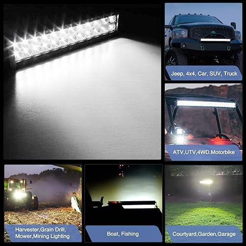 Miniatura 7 de GOOACC 4 unidades de luces antiniebla LED de 4 pulgadas y 60 W, 20 pulgadas, 420 W, combo de luces LED todoterreno de triple fila, impermeables,