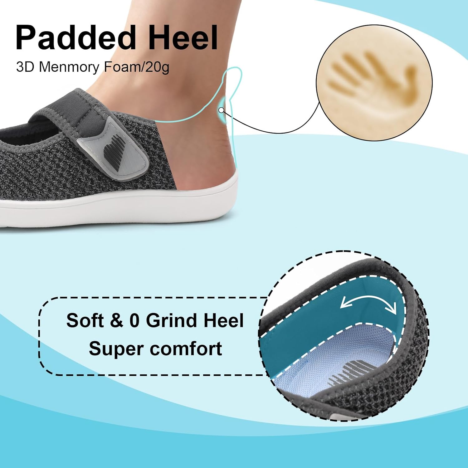 BARERUN Womens Barefoot Walking Shoes Adjustable Wide Diabetic Shoes Breathable Zero Drop Sneakers for Wide Width Arthritis Edema Feet Nursing Shoe Indoor Outdoor - Image 5