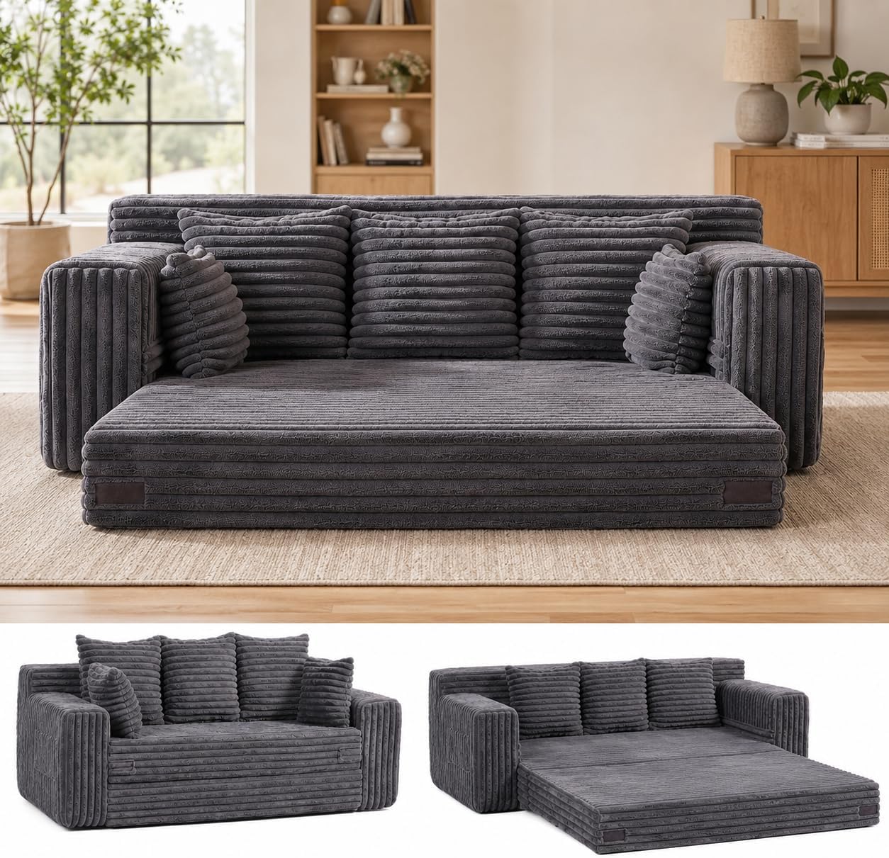 Sorrlla 70-Inch Boneless Corduroy Sofa Bed - Image 1