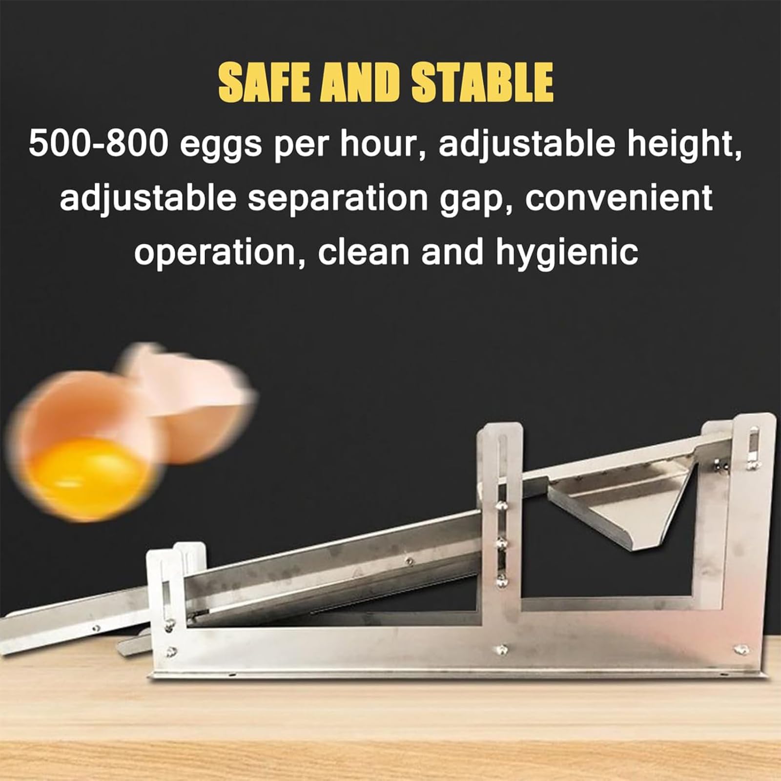 MObyat Separador De Claras De Huevo Comercial, Separador Rápido De Huevos De Acero Inoxidable, Altura De La Corredera Y Tuerca Ajustables, Diseño Antigoteo, Altura De La Corredera Ajustable