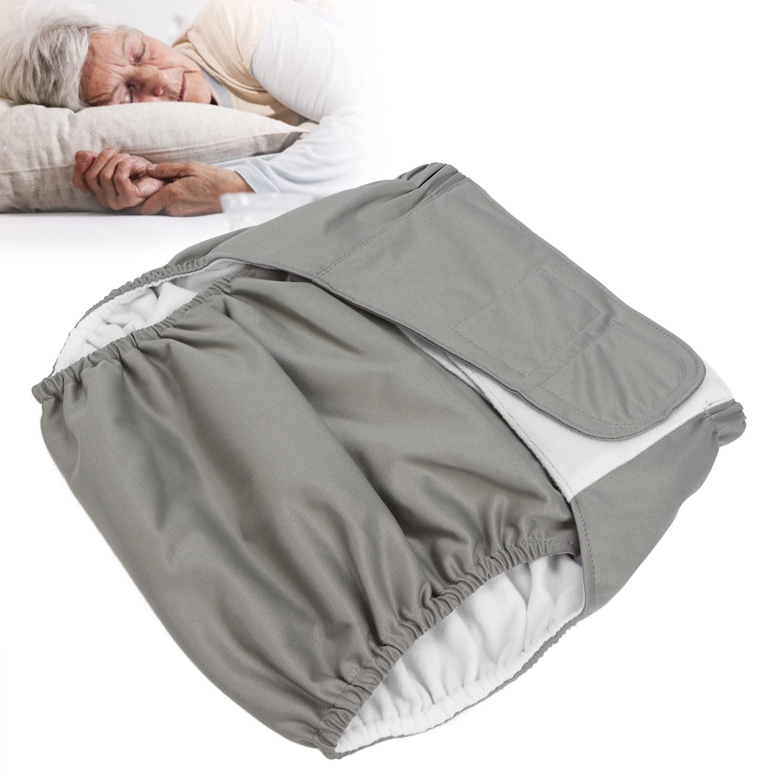 ANGGREK Pannolino per Anziani, Pannolini di Stoffa per Adulti Pannolino di Stoffa Traspirante Lavabile Protezione Dall'incontinenza Tasca di Apertura Biancheria Intima Regolabile per Uomo Donna Grigio