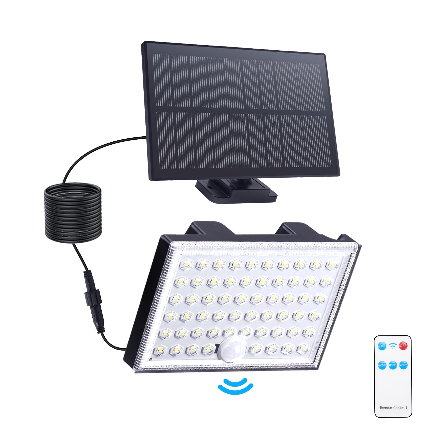 Solar-Außenleuchten, Fernbedienung, Solar-Bewegungsmelder-Lichter mit 3 Modi, wasserdicht, von Dämmerung bis Morgendämmerung, angetrieben, Sicherheitsstrahler für den Außenbereich, Terrasse