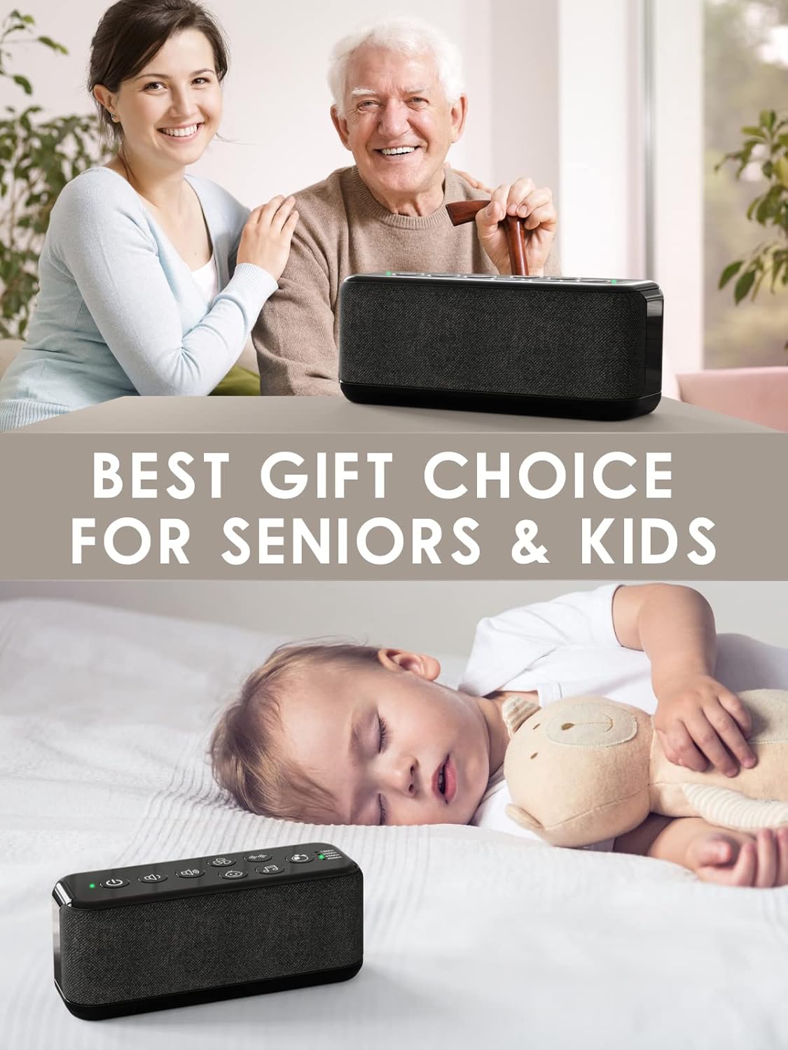 OnLyee Sleep & Wake Bundle: Vibrating Alarm Clock for Heavy Sleepers + Portable White Noise Machine – 42 Soothing Sounds, USB Charging & Travel-Ready