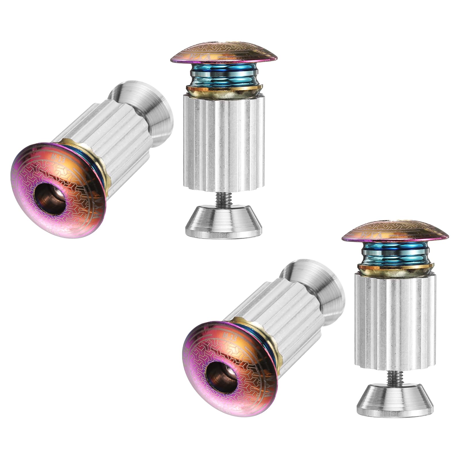 sourcing map 2Pair Bar End Plugs Aluminum Handlebar End Caps Bike Plugs 0.6oz Expanding Locking for MTB Road BMX Fixed Gear Bike, Colorful