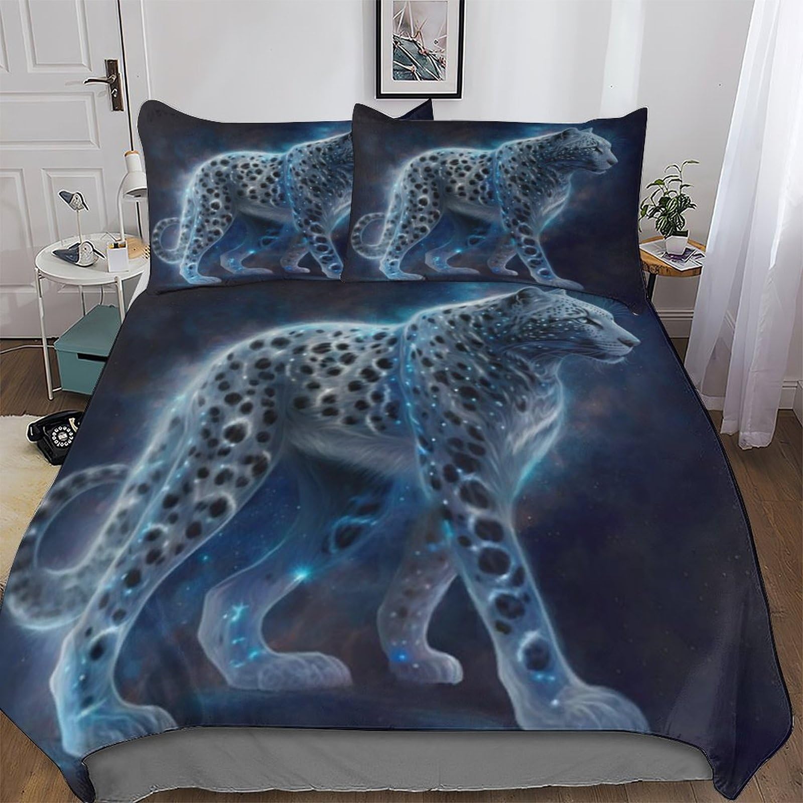 Parure de lit léopard 3 pièces avec housse de couette double douce