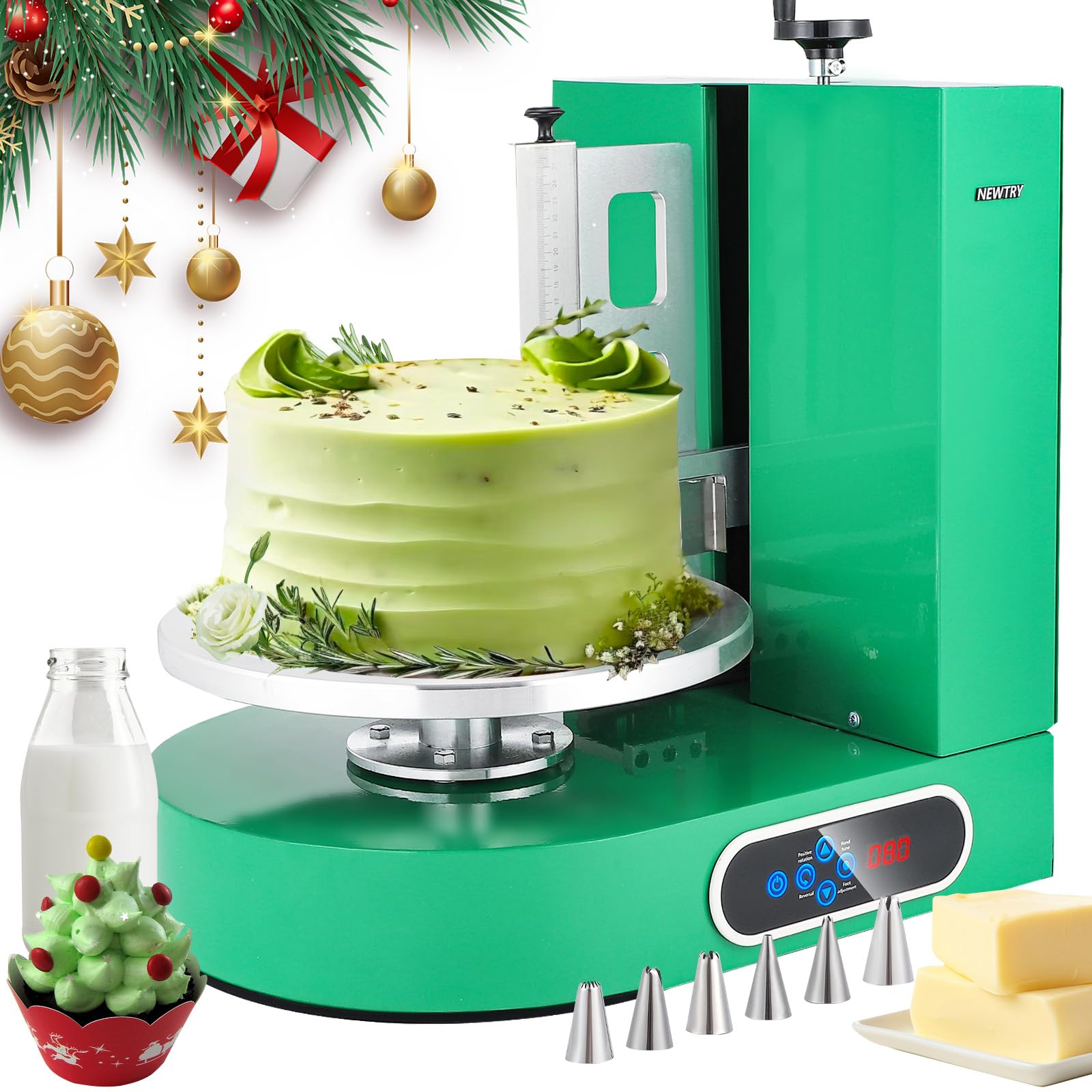 NEWTRY Automatic Cake Decorating Machine Electric Cake Cream Butter Spreading Machine Cake Icing Machine for Cake 4-12inch