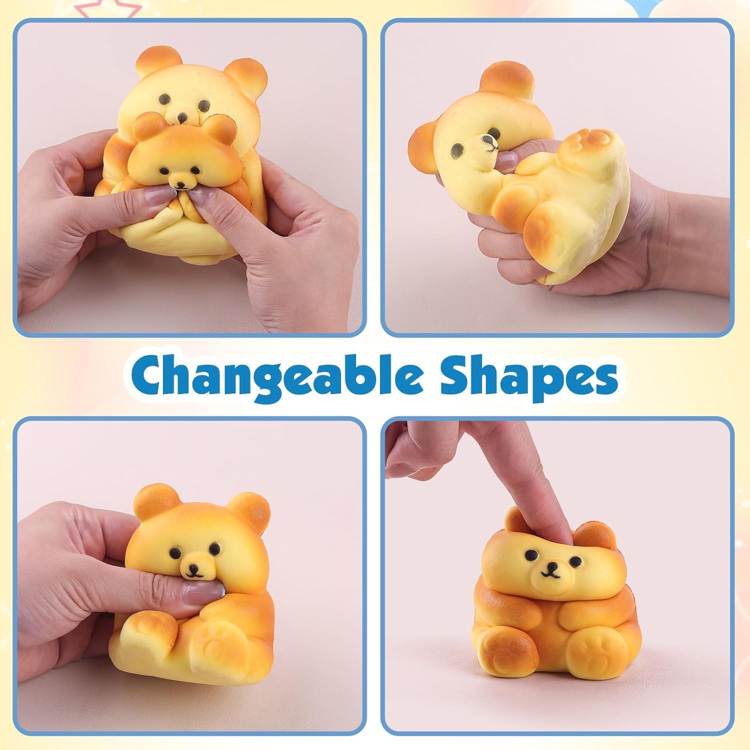 Anboor 2 Pcs Bear Squishies Toys for Kids Bear Slow Rising Animals Foam Squishies Jumbo Animal Big Stress Cute Squeeze Toy