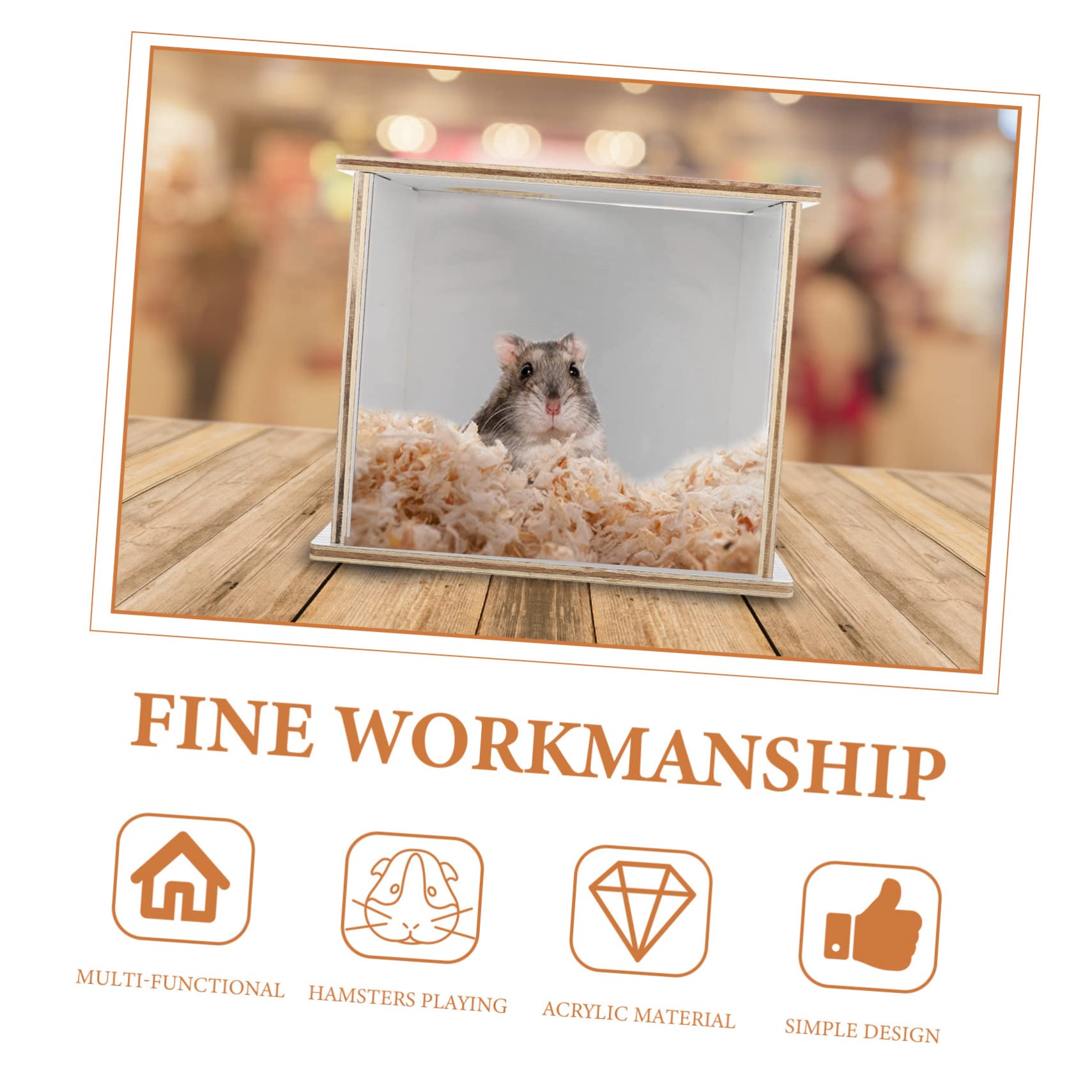 Haushalts Sandbad für Hamster Multifunktionale Holzbadewanne Transparentes Bad für Chinchillas und Kleintiere Leicht zu Reinigen Sicher und Praktisch