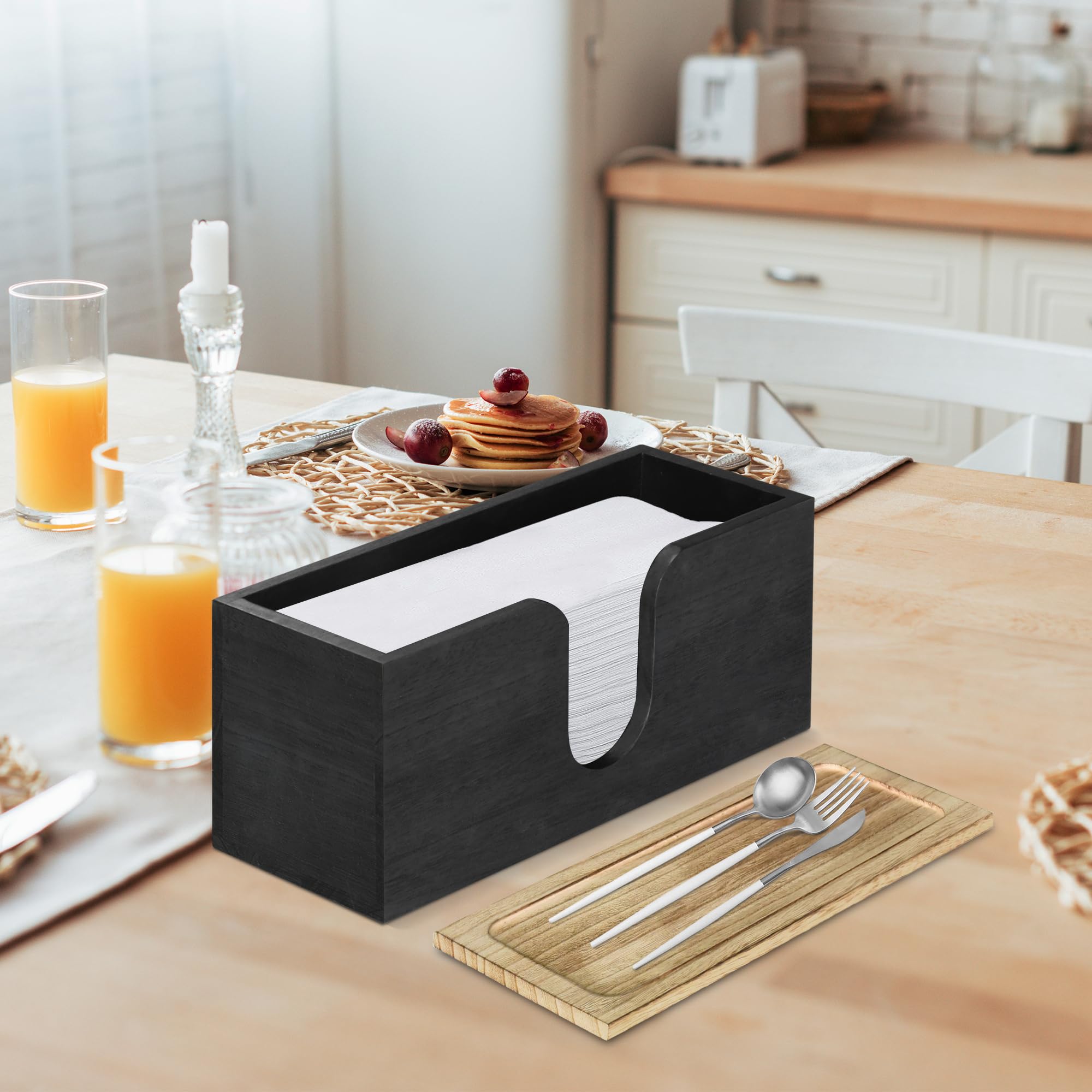 Paquete de 2 dispensadores de toallas de papel de madera maciza para montaje en pared, soporte plegable para toallas de papel con tapa, plegable en C, plegable en Z, dispensador de toallas de papel de