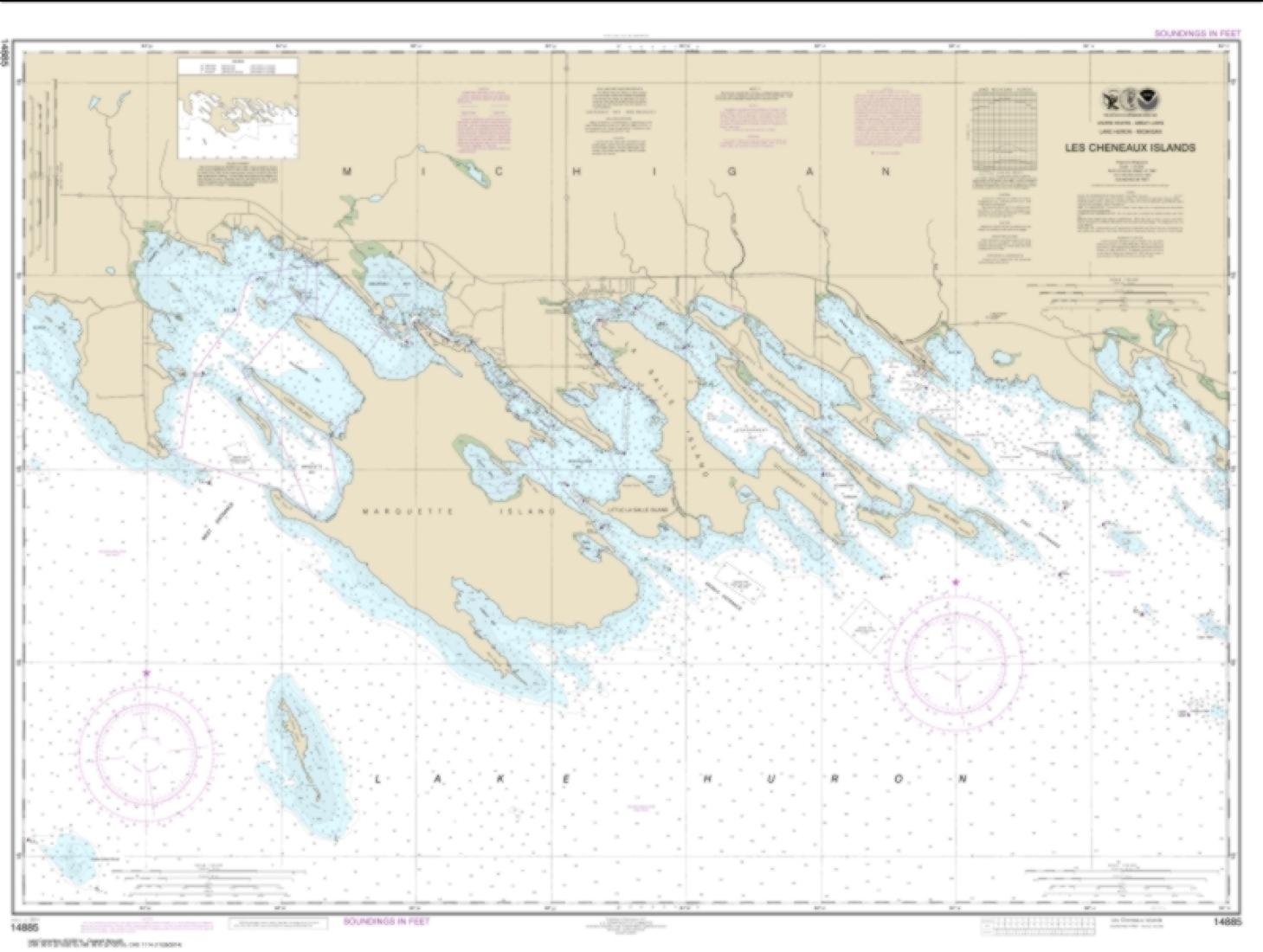 NOAA Chart 14885-Les Cheneaux Islands by East View Geospatial-picture-32