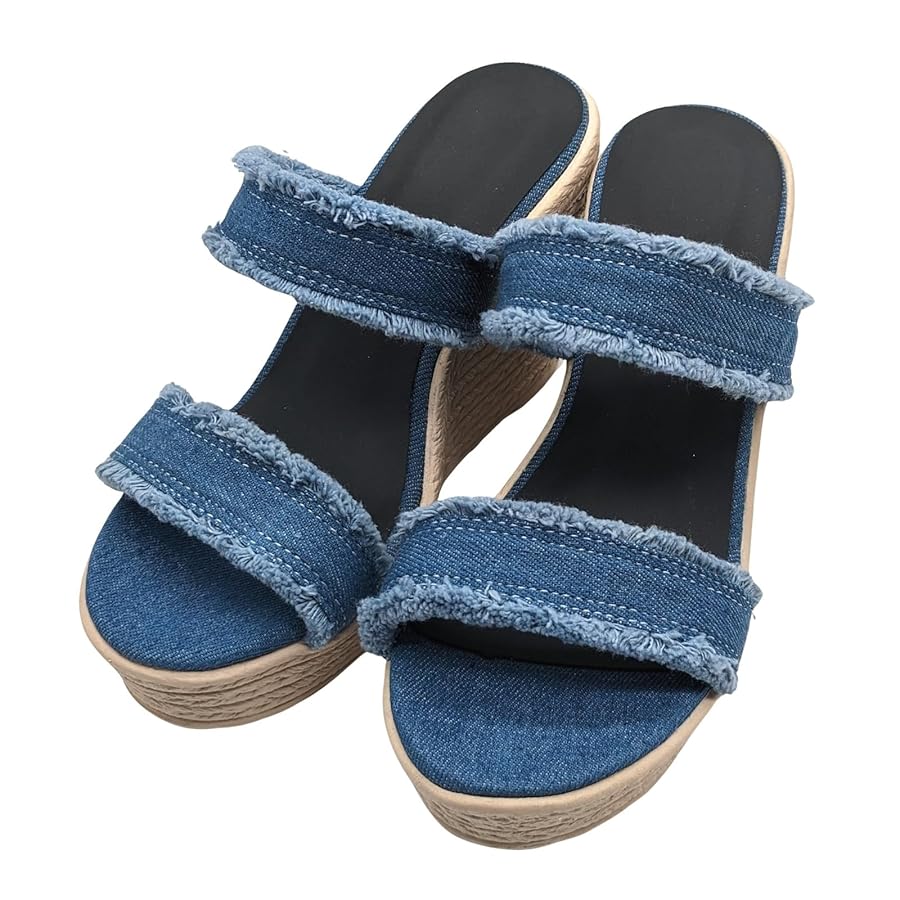 ☆美品☆クリスチャンルブタン☆カタクロウデニムウエッジソールサンダル☆ ☆美品☆クリスチャンルブタン☆カタクロウデニムウエッジソール