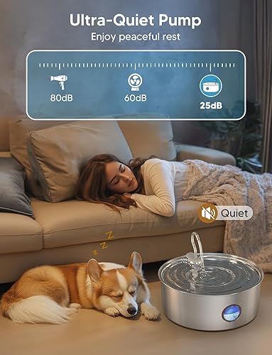 Miniatura 5 de Fuente de agua para perros grandes, dispensador automático de agua para perros de acero inoxidable de 270 oz8 L, fuente de agua automática para