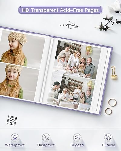 Vista 160 de popotop Álbum de fotos de 4 x 6 – 100 fotos libros con 100 bolsillos verticales, álbumes de cubierta de lino para familia, boda, aniversario, fotos