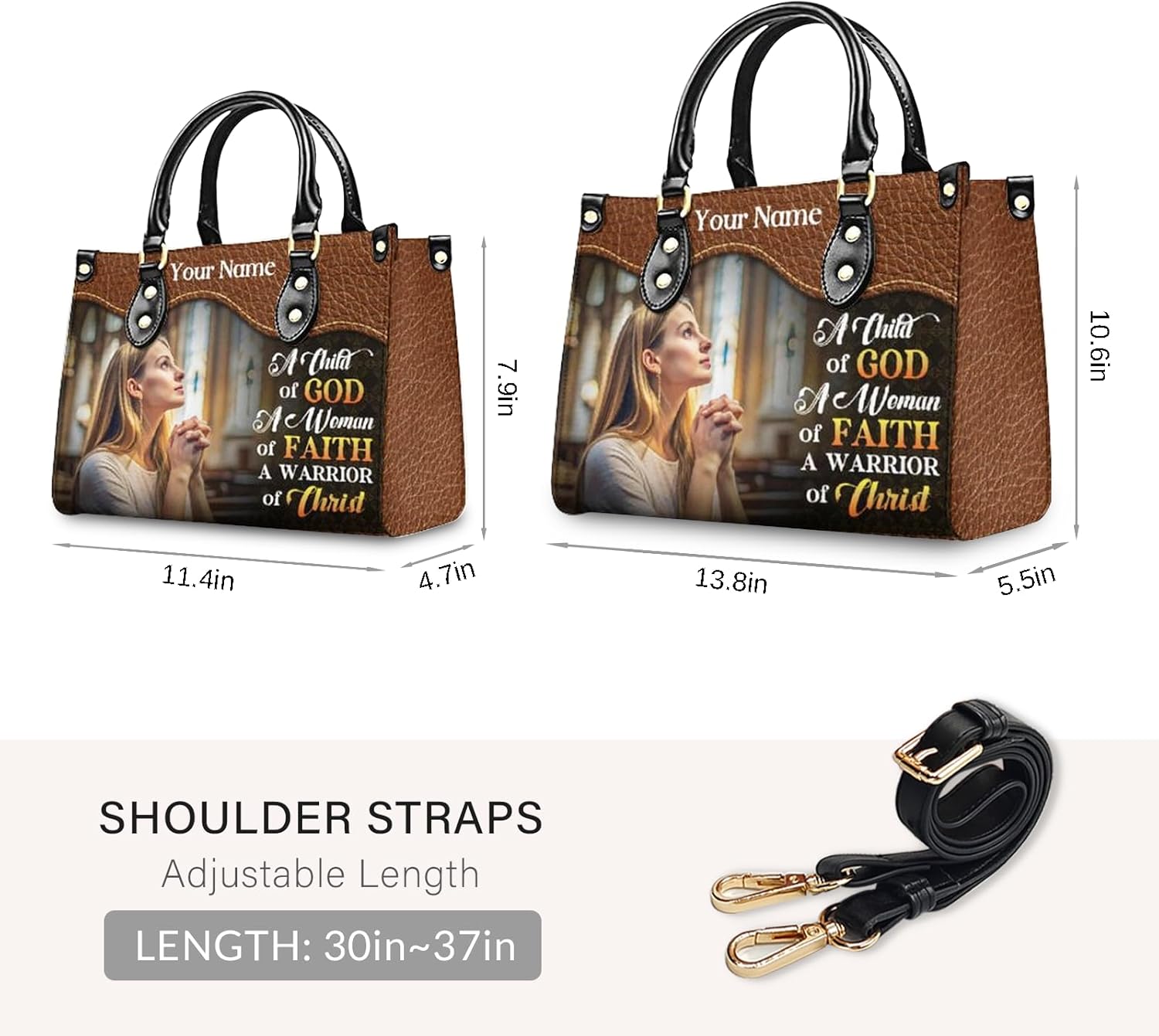 Custom Handbags for Women Personalized Name Photo Purse Gifts for Her Mom Grandmom, Crossbody Tote Bag for Shop Business