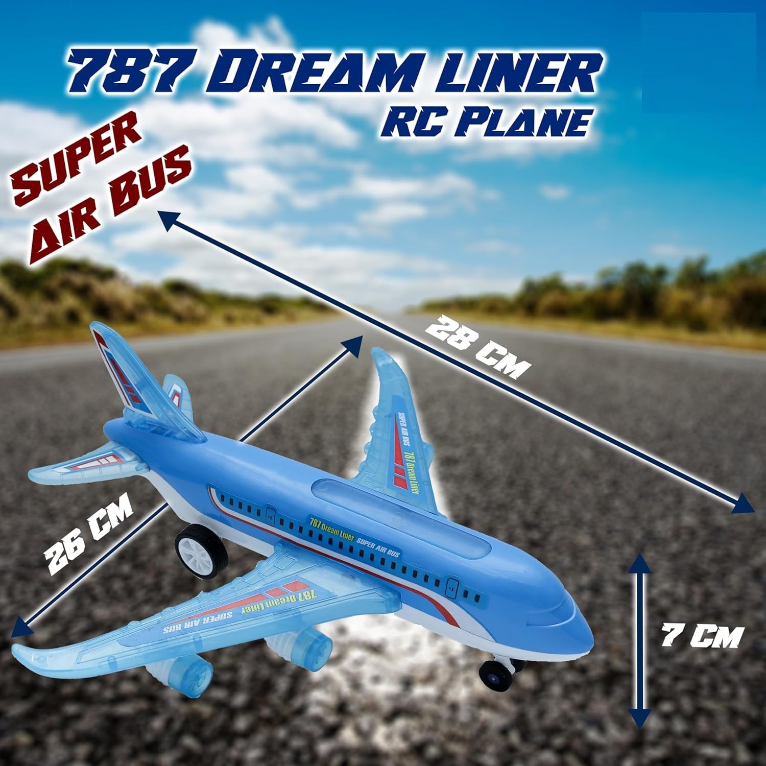 TinyTykes A-787 RC Airplane Toy with Lights & Sounds | Universal Wheel | Multicolor Design | Easy Control | Durable & Non-Toxic | Toy for Kids 2-8 Years (Blue) 1
