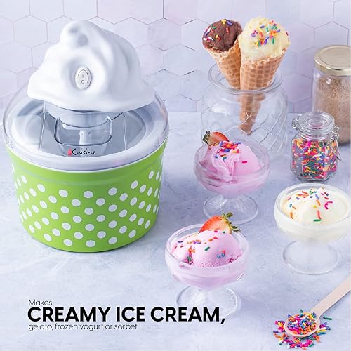 Miniatura 6 de Euro Cuisine Máquina para hacer helados, sorbete y yogur congelado, máquina para hacer helado casera y servir suave con 4 tazas de vidrio, cuenco