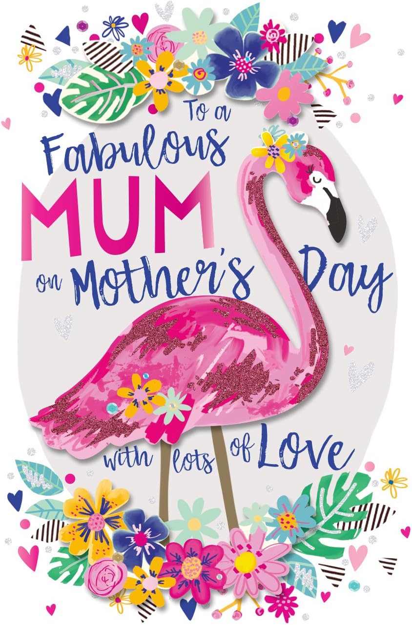 Fabulous Mum Flamingo Mother's Day Card Handmade by Talking Pictures