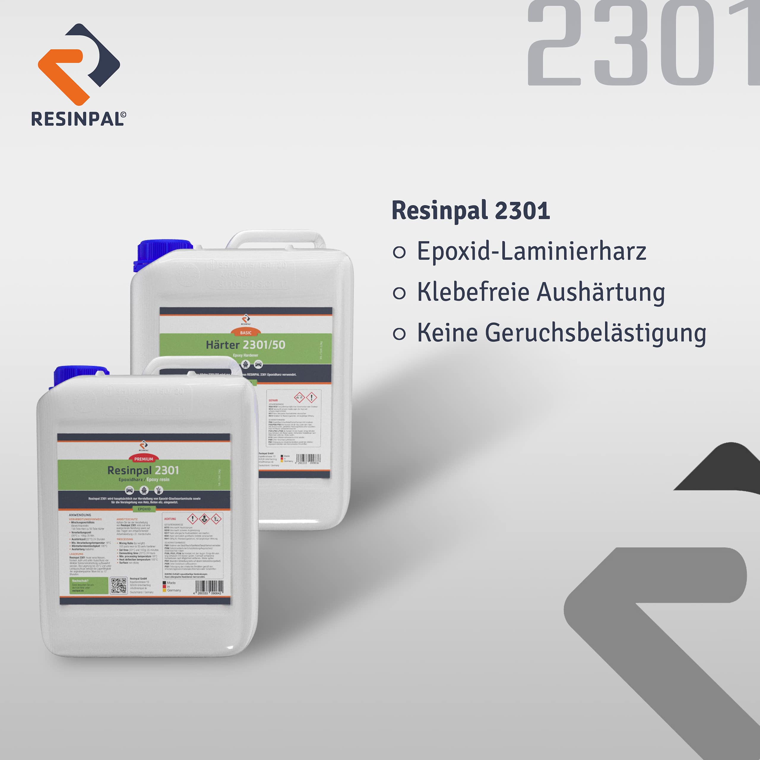 Epoxidharz Resinpal 2301 mit Härter | 15 kg Epoxy Set | Transparent & Glasklar | Zum Laminieren & Gießen | Kunstharz Made in Germany | Komplett für Anfänger & Profis | Direkt vom Hersteller |