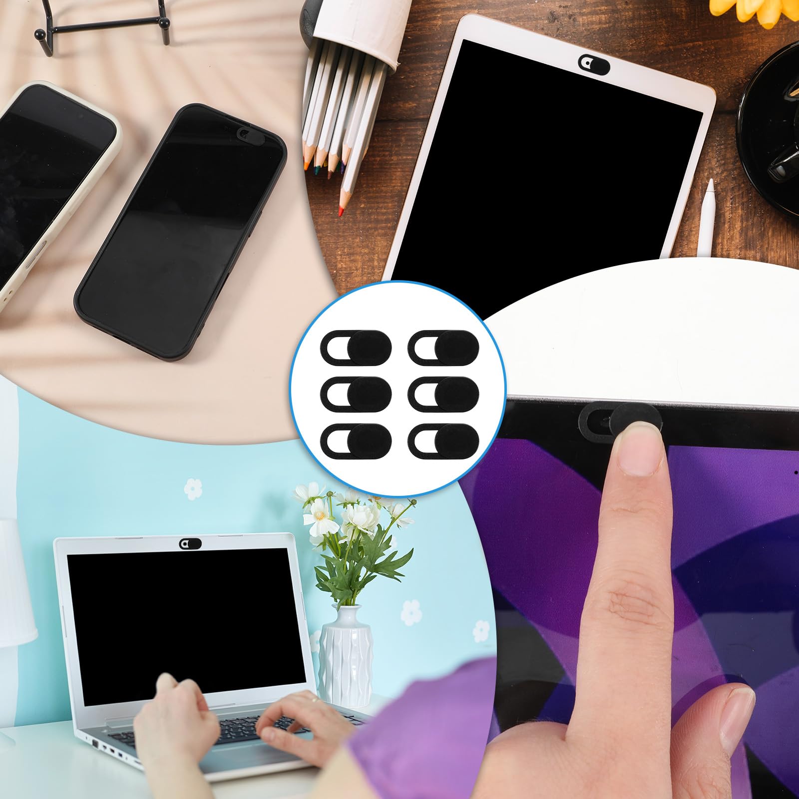 50 fundas para cámara web, 0.023 pulgadas, ultrafina, universal, para laptop, computadora, teléfono, protege tu privacidad y seguridad 7