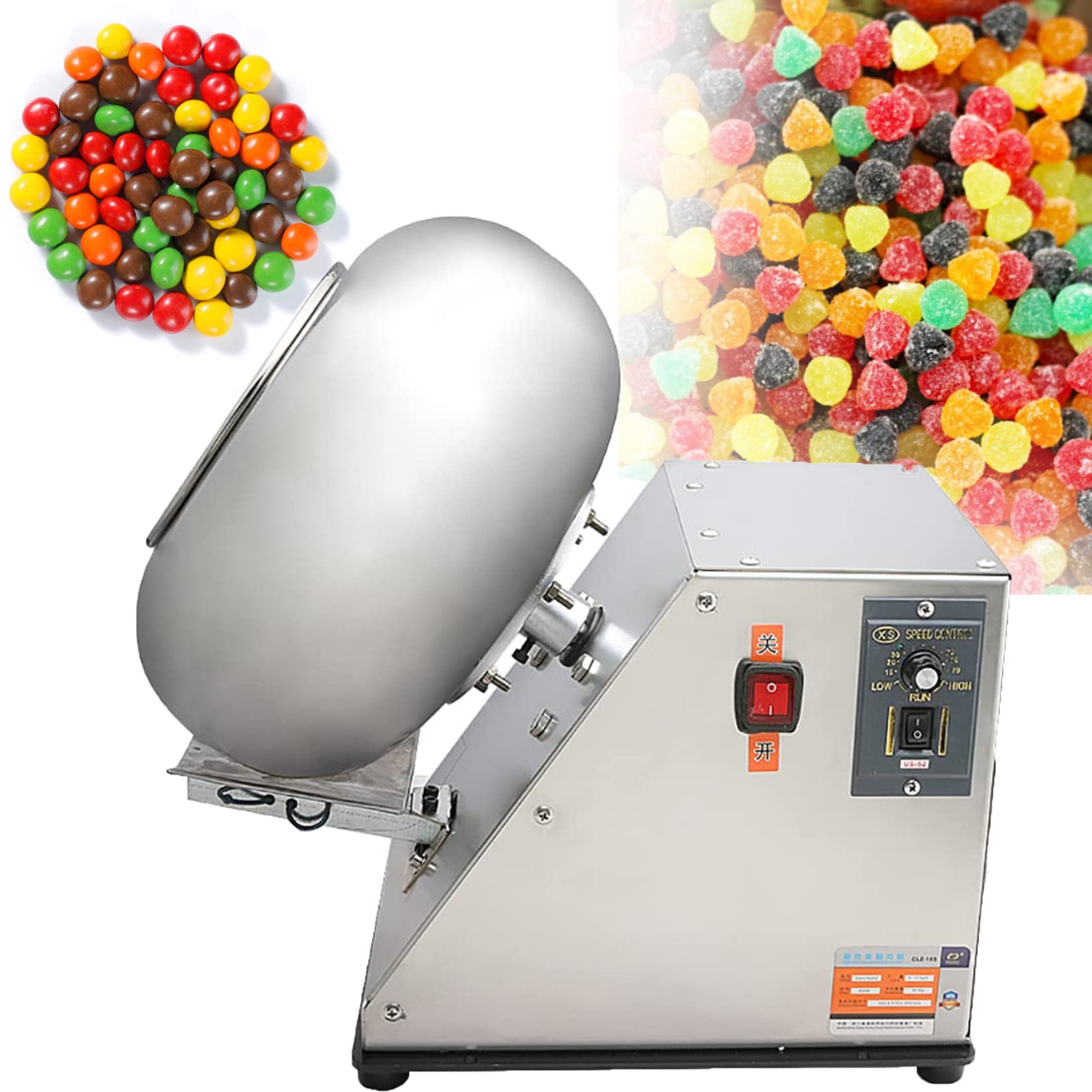 JINTAOMA Electric Sugar Coating Machine, 280w Automatic Tablet Coating Machine, 2-5kg/H Commercial Automatic Tablet Sugar Coating Machine, Coater Sugar Pan Peanut Nut Coating Machine,220V