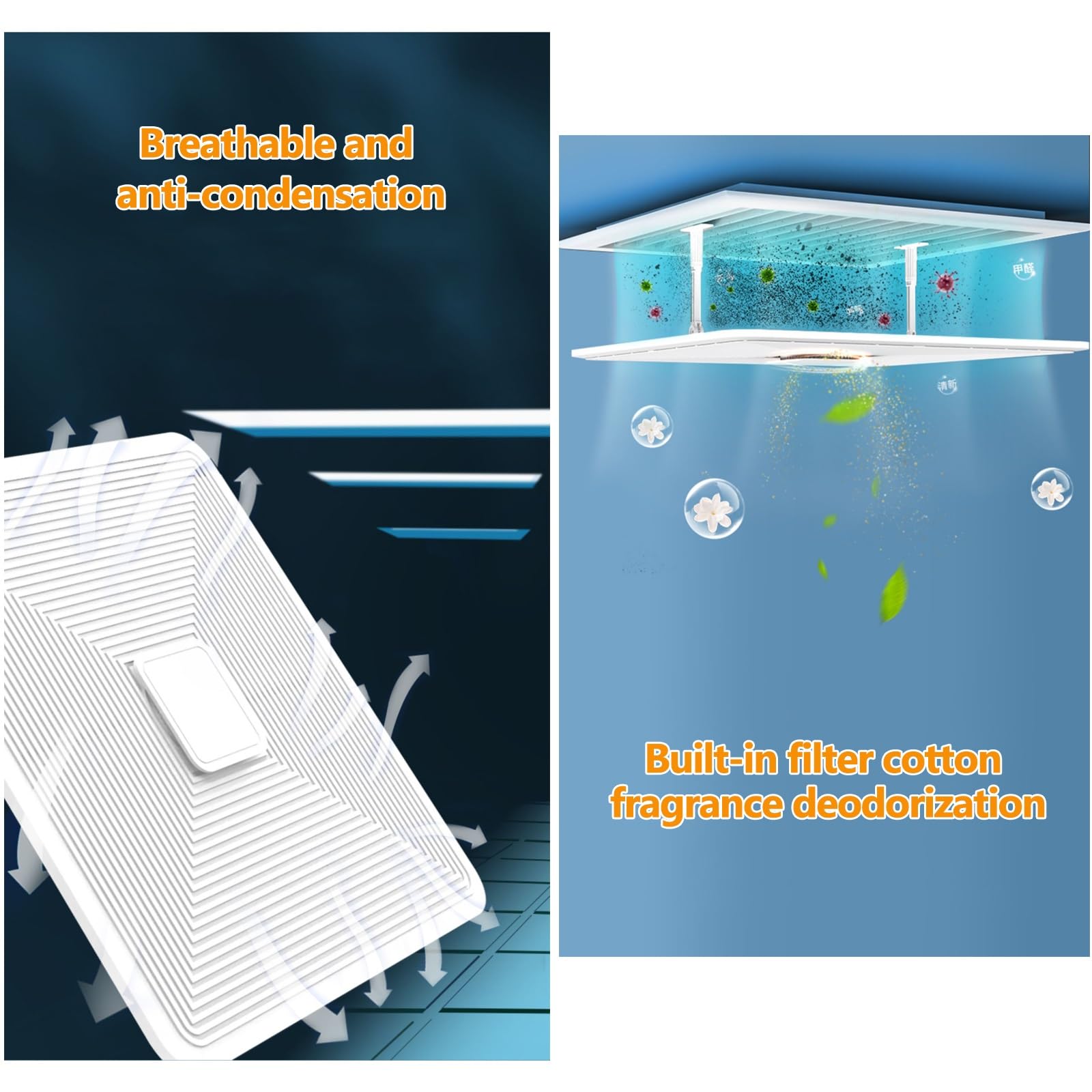 Deflettore Condizionatore, Deflettore Regolabile per Climatizzatore con Supporto, Anti-diretto, Deflettore Dell'aria per Bocchette a Soffitto(60cm/23.6in)