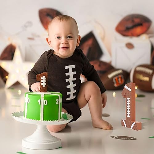 Miniatura 3 de Centro de mesa de madera con letrero de fútbol americano de 1er año, fútbol deportivo, decoración de mesa de primer cumpleaños, fiesta de fútbol