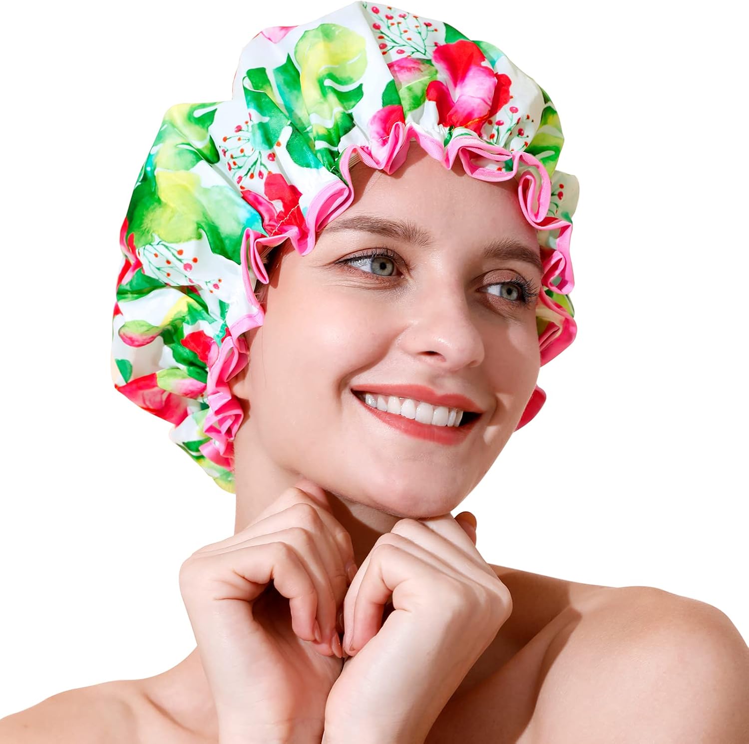BEAUTAIL Shower Cap, Reusable Bath Shower Caps for Women Long Hair