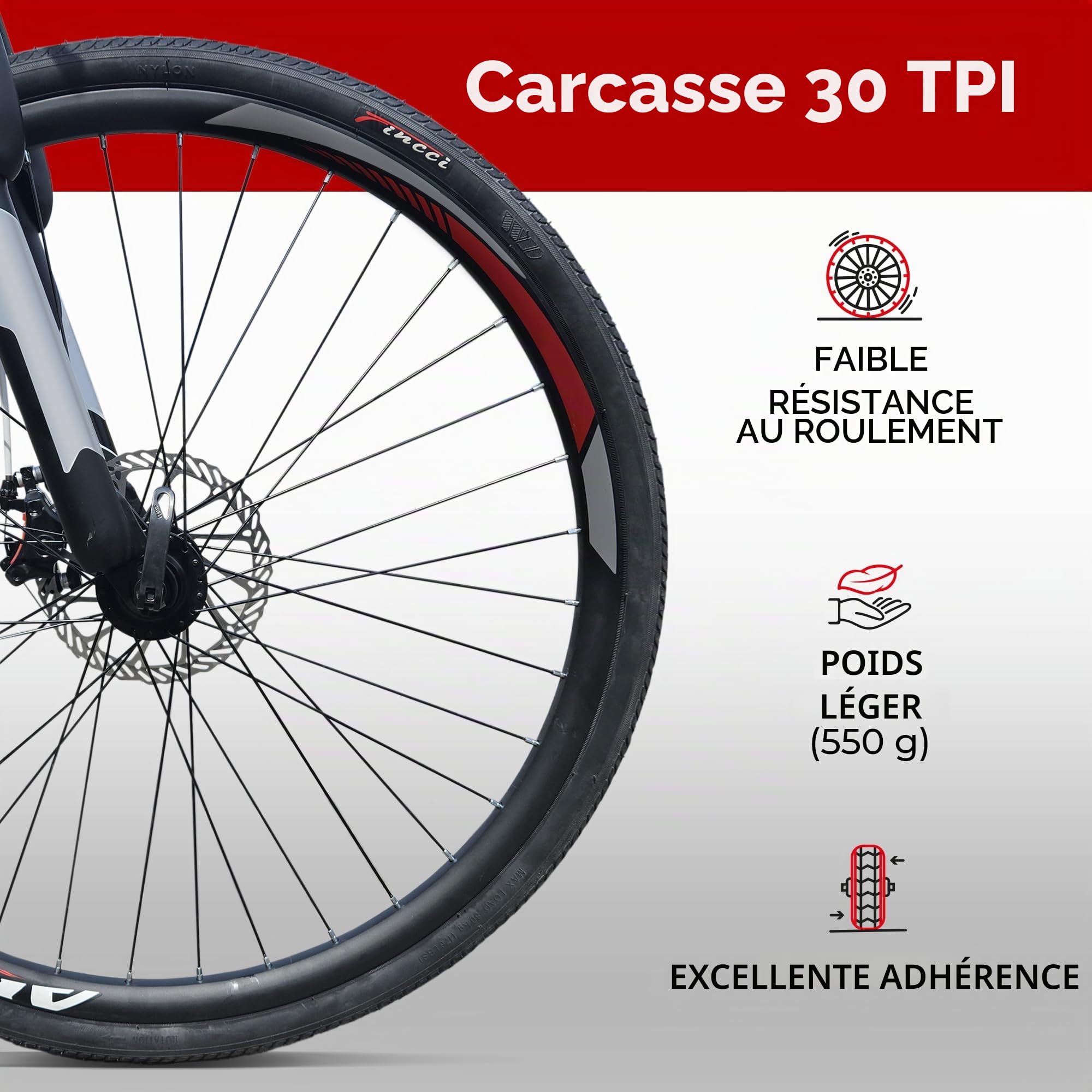 Fincci Pneu Slick 26 x 1.5 Pouces - Pneus Lisse 40-559, pour Route VTT Montagne Hybrid Vélo Bicyclette 26 x 1.50, Convient de Roue 26"
