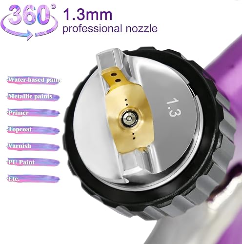 Miniatura 8 de LVLP - Pistola pulverizadora de sifón, pulverizador de pintura de aire con boquilla de 0.098 pulgadas y capacidad de 1000 CC, pistolas de