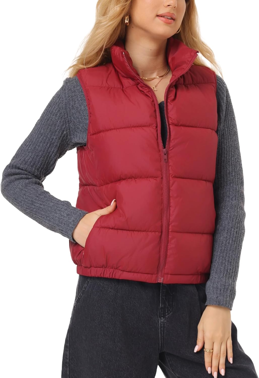 Women's Puffer Vest - Lightweight, Water Repellent, 4 Pockets, for Fall & Winter