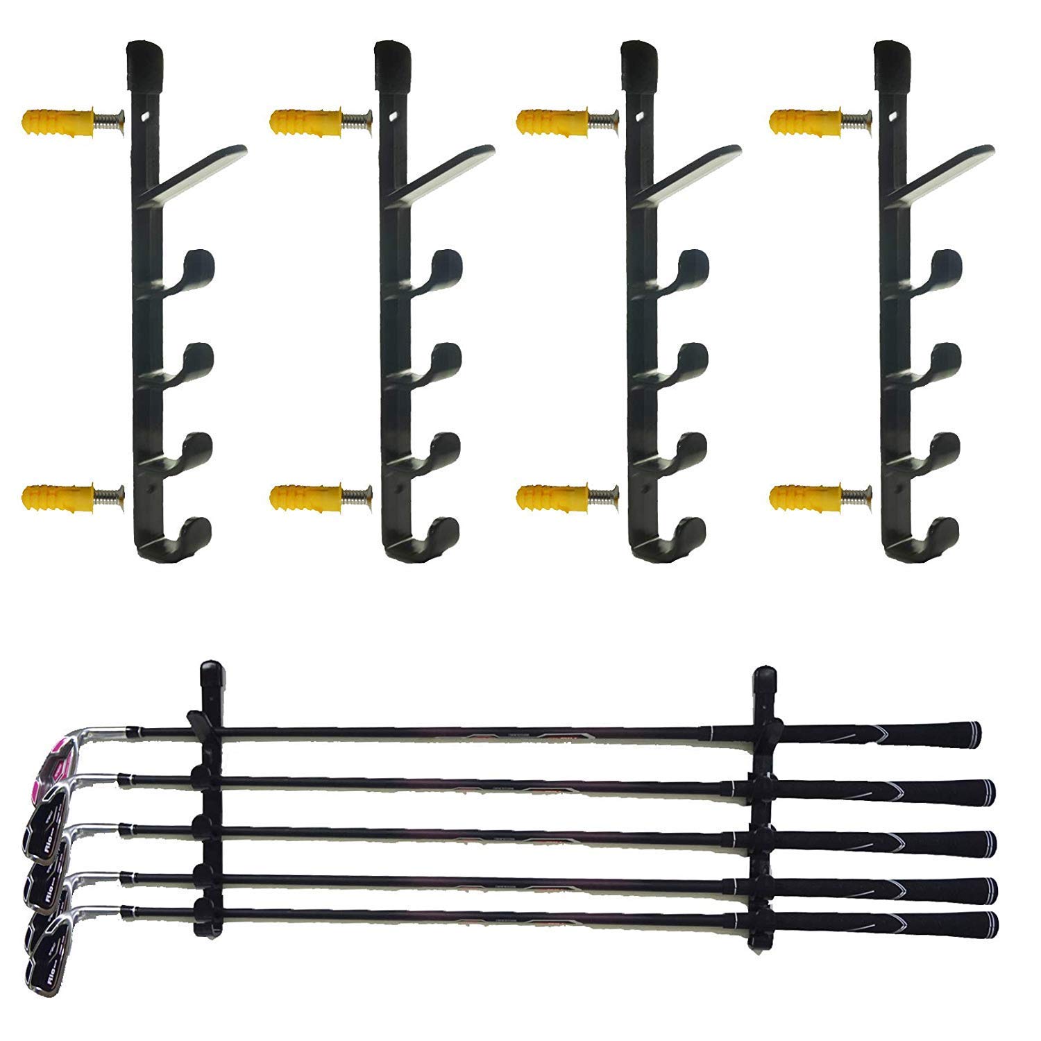 Golf Club Display Shelf Golf Driver Racks, Horizontal Golf Club Wall Mount Bracket Storage, Golf Putter Stand, Golf Club Organizers Shelf, Golf Club Display Cases Bracket - Holds up to 10 Golf Clubs