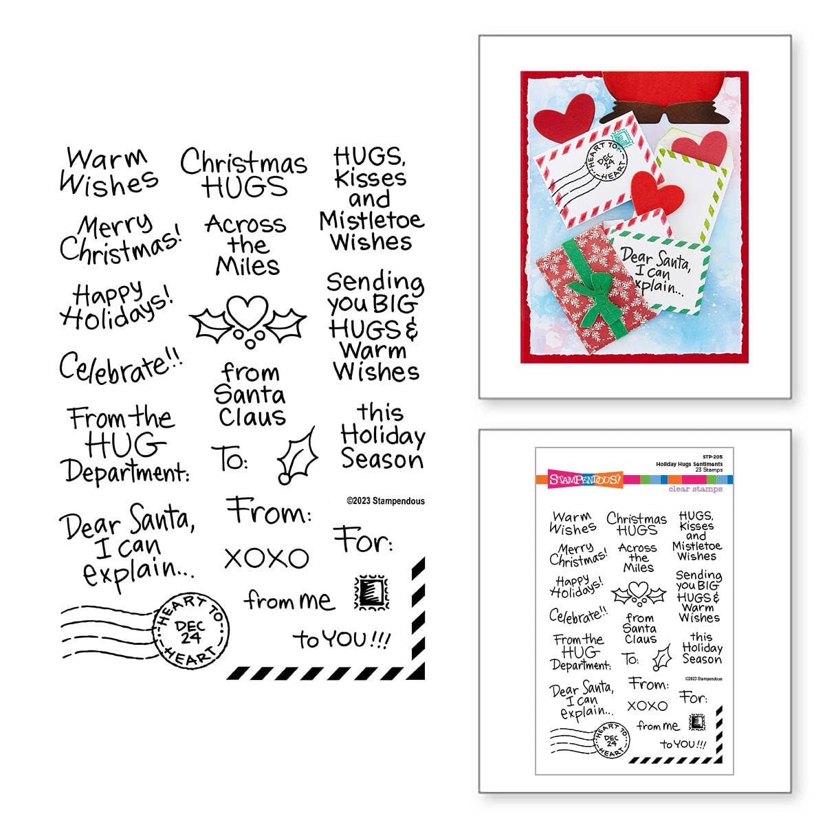 Holiday Hugs Sentiments Clear Stamp Set from The Holiday Hugs Collection by Stampendous, 1.39 x 0.90 inches - Image 2