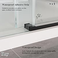 Vista 5 de Puertas corredizas de ducha para bañera de 56-60 pulgadas de ancho x 66 pulgadas de alto, ancho ajustable, 3/8 pulgadas (0.394 in), sin marco