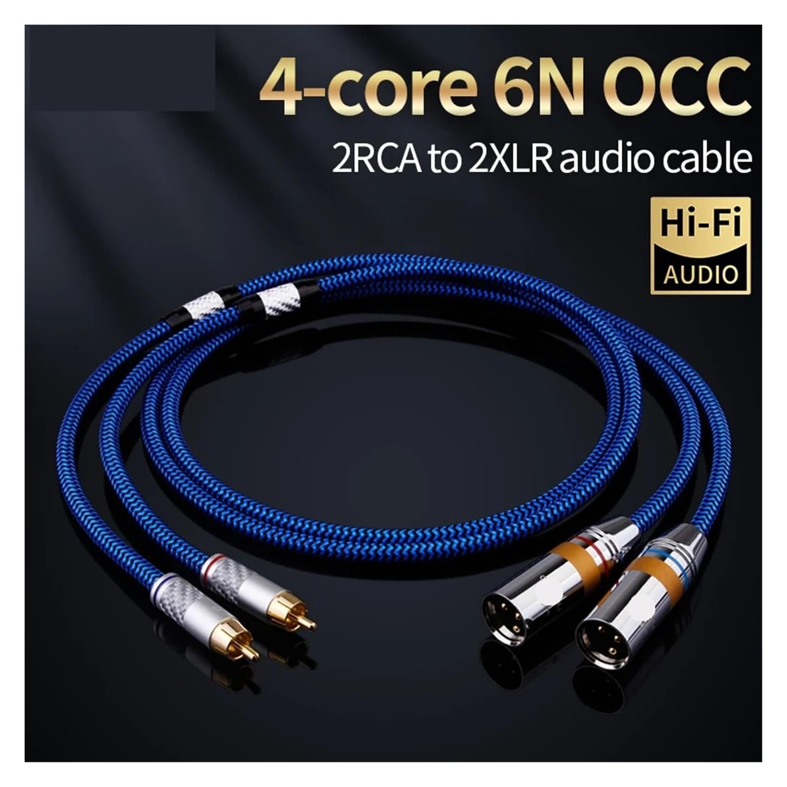 Cable de audio 6N OCC 2RCA a 2XLR, cable de señal de audio balanceado, diseño de enchufe de cañón macho y hembra, for conexión de amplificador, mezclador y altavoz(RCA-XLR(F),3m)