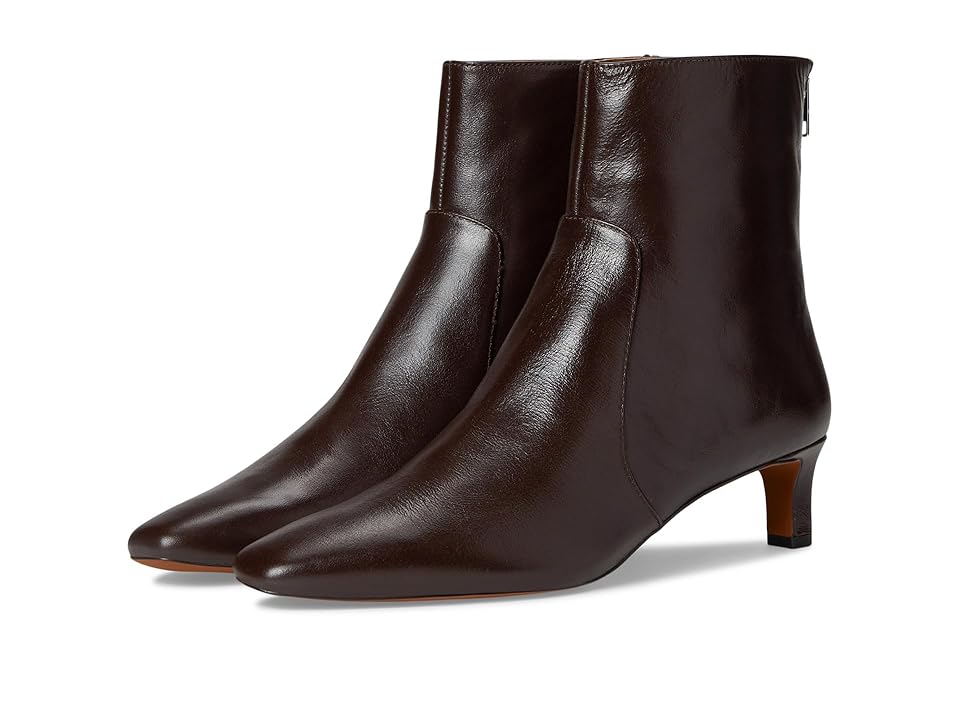 Madewell The Dimes Kitten-Heel Boot In Crinkle Leather (Turkish Coffee) Women's Boots INTERNATIONAL SHIPPING
