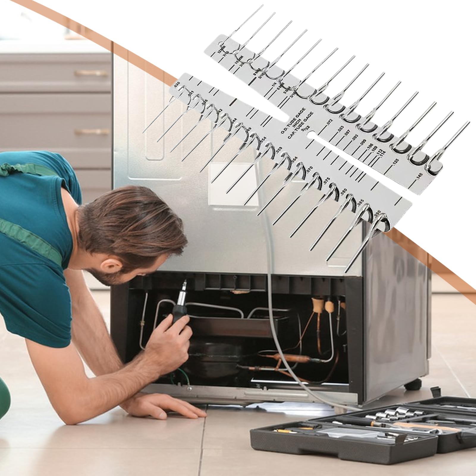 Jauge De Tube Capillaire,Appareil De Mesure En Acier Inoxydable - Règle Diamètres Int Ext Tuyaux | Pour HVAC Réfrigération Machines Industrielles Technicien Ingénieur