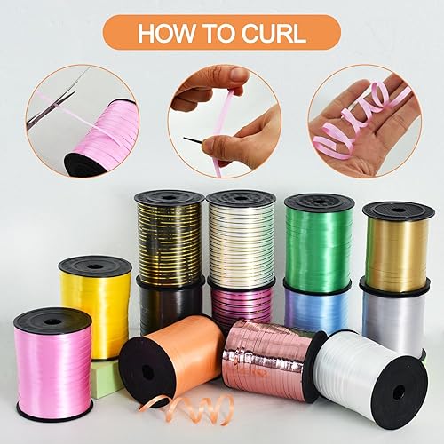 Vista 16 de TONIFUL Cinta rizadora de 500 yardas para decoración de arte y manualidades, envoltura de regalos, cintas y lazos para regalos de Navidad, Año Azul