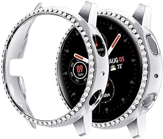 Compatible for Samsung Galaxy Watch Active 2 Case 40mm 44mm Crystal Shiny Rhinestone Bumper Shell Hard PC Frame Protective Case for Samsung Galaxy Watch Active 2 40mm 44mm Women Girls