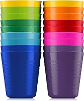 PLASKIDY Kids Cups Set of 18 - 8oz Reusable Toddler Tumblers, 9 Assorted Colors, Dishwasher & Microwave Safe, BPA Free