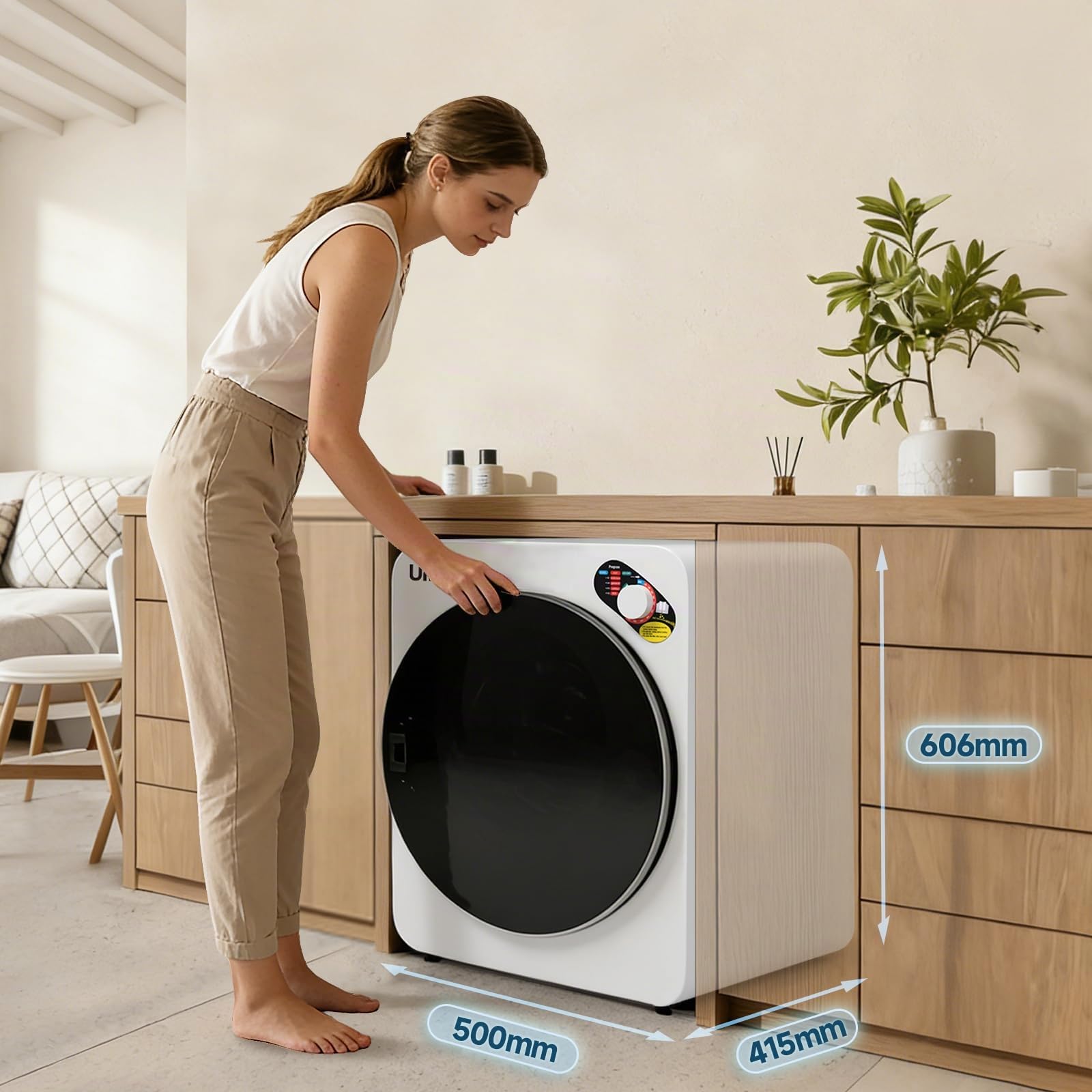 Sèche-linges à évacuation Umelome 4KG, 5 programmes de séchage et minuterie, Blanc